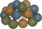 Atmosphera LED Feestverlichting Land balletjes blauw / Groen / oker - Lichtslingers katoen - Cotton ball - 16 Ballen - Dia 3.5 cm - Guirlande