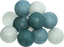 Atmosphera LED Feestverlichting Land balletjes blauwtinten - Lichtslingers katoen - Cotton ball - 10 Ballen - Dia 6 cm - Guirlande