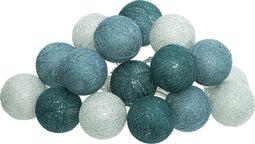 Atmosphera LED Feestverlichting Land balletjes blauwtinten - Lichtslingers katoen - Cotton ball - 16 Ballen - Dia 3.5 cm - Guirlande
