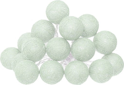 Atmosphera LED Feestverlichting Land balletjes Celadon groen- Lichtslingers katoen - Cotton ball - 16 Ballen - Dia 3.5 cm - Guirlande