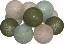 Atmosphera LED Feestverlichting Land balletjes groen / roze / blauw - Lichtslingers katoen - Cotton ball - 10 Ballen - Dia 6 cm - Guirlande