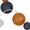 Atmosphera LED Feestverlichting - Lichtslingers katoen - Cotton ball - 20 Ballen - Dia 6 cm - Wit/Donkerblauw/Koper