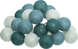 Atmosphera LED Feestverlichting Soft balletjes blauwtinten - Lichtslingers katoen - Cotton ball - 20 Ballen - Dia 6 cm - Guirlande