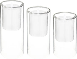 Atmosphera LED kaarsen met dubbel glas - Set van 3 stuks - Ø10xH25/20/15cm