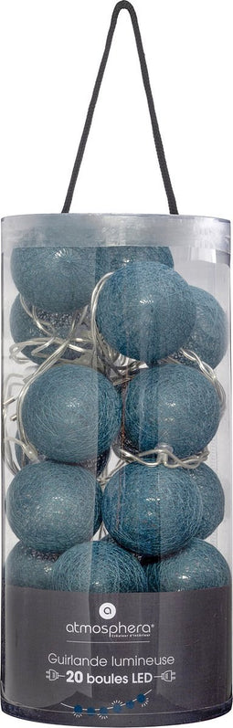 Atmosphera Lichtslinger - 20 verlichte balletjes/bollen 6 cm - blauw - 435 cm - met stekker