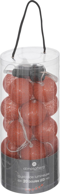 Atmosphera Lichtslinger - 20 verlichte balletjes/bollen 6 cm - terracotta - 435 cm - stekker