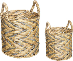 Atmosphera Mandenset jute 2 stuks - opberger - met zilver - Dia 28 cm Dia 32 cm