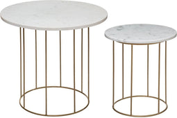 Atmosphera Marble bijzettafel set 2 - Goudkleurig en marmer - Salontafel