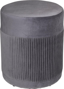 Atmosphera Nofy poef velvet - Grijs - H 38 CM