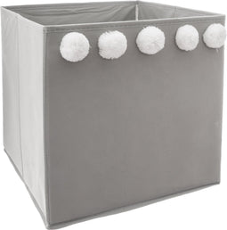 Atmosphera Opbergdoos Vierkant - Pompom, grijs - (29x29x29cm)