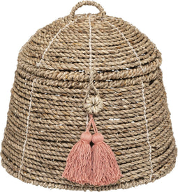 Atmosphera opberger Carmen roze met deksel- Hyacint - Met flosje - Dia 29 cm H 26.5 cm