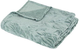 Atmosphera Plaid - Blauw - Fleece-plaid met palmblad patroon - Deken - 180x230cm