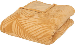 Atmosphera Plaid - Oker - Fleece-plaid met palmblad patroon - Deken - 180x230cm