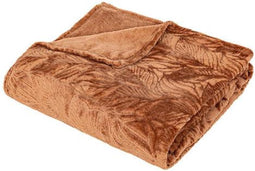 Atmosphera Plaid - Terracotta - Fleece-plaid met palmblad patroon - Deken - 180x230cm