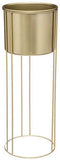 Atmosphera - Plantenpotten 2x op metalen standaard goud - D18 x H41/D21 en H58 cm