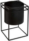 Atmosphera Plantenpotten - 2x - op metalen standaard - zwart - D16 x H25/D18 en H40 cm