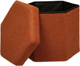 Atmosphera Poef - Hexabel Jaiko - Opvouwbaar - Amber - Zeshoekig - Teddy