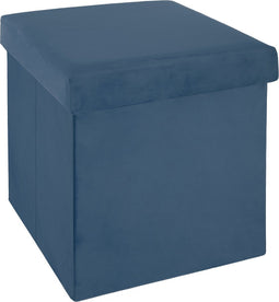 Atmosphera Poef/hocker/voetenbankje - opbergbox - blauw - PO/MDF - 38 x 38 x 38 cm - opvouwbaar