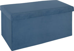 Atmosphera Poef/hocker/voetenbankje - opbergbox - blauw - PO/MDF - 76 x 38 x 38 cm - opvouwbaar