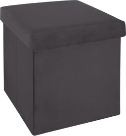 Atmosphera Poef/hocker/voetenbankje - opbergbox - donkergrijs - PO/MDF - 38 x 38 x 38 cm - opvouwbaar