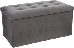 Atmosphera Poef/hocker/voetenbankje - opbergbox - zilvergrijs - PU/MDF - 76 x 38 x 38 cm - opvouwbaar