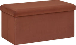 Atmosphera Poef/krukje/hocker Amber - Opvouwbare zit opslag box - fluweel bordeaux rood - 76 x 38 x 38 cm - MDF/polyester - 120 liter inhoud