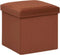 Atmosphera Poef/krukje/hocker Amber - Opvouwbare zit opslag box - fluweel roest bruin - D38 x H38 cm - MDF/polyester