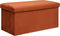 Atmosphera Poef/krukje/hocker Amber - Opvouwbare zit opslag box - fluweel Terracotta - 76 x 38 x 38 cm - MDF/polyester - 120 liter inhoud