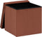 Atmosphera Poef/krukje/hocker Amber - Opvouwbare zit opslag box - fluweel roest bruin - D38 x H38 cm - MDF/polyester
