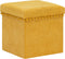 Atmosphera Poef/krukje/hocker Arabic - Opvouwbare zit opslag box - fluweel Okergeel - D38 x H38 cm - MDF/polyester