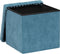 Atmosphera Poef/krukje/hocker Arabic - Opvouwbare zit opslag box - fluweel Blauw - D38 x H38 cm - MDF/polyester
