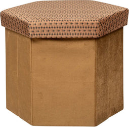 Atmosphera Poef/krukje/hocker Jiling - Opvouwbaar/opslag box 60L - Camel bruin - D40 x H38 cm - MDF/polyester
