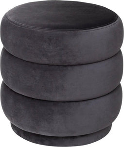 Atmosphera Poef om te zitten Desert Vibes - hout/stof - soft donkergrijs - D40 x H40 cm - bijzet stoeltjes
