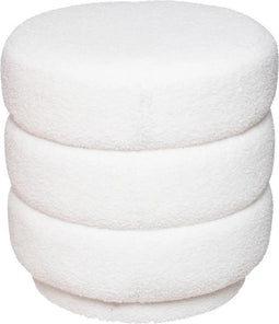 Atmosphera Poef om te zitten Desert Vibes - hout/stof - soft wit - D40 x H40 cm - bijzet stoeltjes