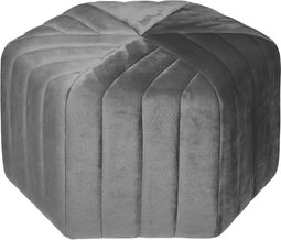 Atmosphera Poef om te zitten Diamond - hout/stof - soft fluweel grijs - D52 x H30 cm - bijzet stoeltjes