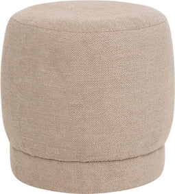 Atmosphera Poef om te zitten Perfect Seat - stof/hout - beige - 40x40 cm - bijzet stoeltjes