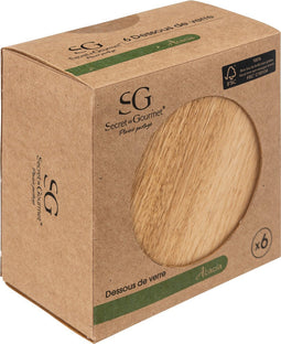 Atmosphera Presentatie schotel - Acacia - D10cm - Onderzetter - Set van 6