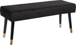 Atmosphera Salome velvet bank - 100 x 35 cm - Zwart - Gouden pootjes