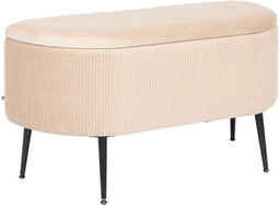 Atmosphera Solaro fluwelen bankje met opbergruimte - 100x40x53cm - Beige