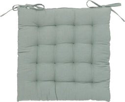 Atmosphera Stoelkussen Loria 38 x 38 cm - Met 2 lintjes - 100% katoen - Celadongroen