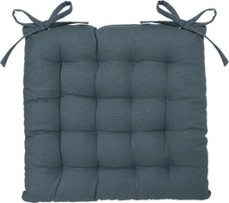 Atmosphera Stoelkussen Loria Blauw38 x 38 cm - Met 2 lintjes - 100% katoen