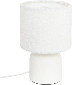 Atmosphera Tafellamp Bona bouclette - Ø14xH22cm - Wit