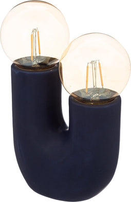 Atmosphera Tafellamp Olme 17x8x23cm - Dubbele Ledlamp - Batterijen niet inbegrepen - Zwart