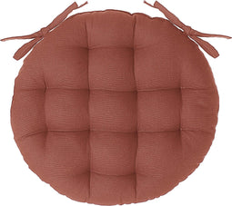 Atmosphera Tuinstoelkussen - terracotta - katoen - 38 x 38 x 6.5 cm - wicker zitkussen rond