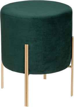 Atmosphera Velvet poef groen met gouden poten - Kruk - Fluweel - Velours
