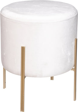 Atmosphera Velvet poef wit met gouden poten - Kruk - Fluweel - Velours