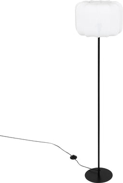 Atmosphera Vloerlamp met linnen kap - Ø37xH150cm - Zwart/Wit