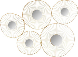Atmosphera wanddecoratie 5 spiegels goudkleurig - H 58 cm - Wandspiegel - Spiegel