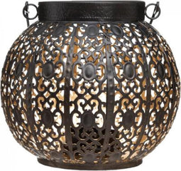 Atmosphera - Windlicht - Metalen lantaarn - Hoogte 15 cm. - Zwart - Goud