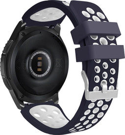 Somstyle Luxe Siliconen Sport Bandje 22mm - Geschikt Voor Samsung Galaxy Watch 46mm, Galaxy Watch 3 45mm, Gear S3 (Classic & Frontier) - Blauw Wit